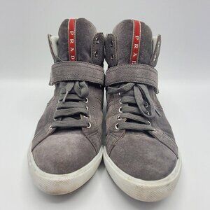 Unisex Gray Suede High Top Sneakers